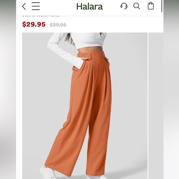 Halara High Waisted Plicated Side Pocket Wide Leg Waffle Work Pant NEW!🧡 - Picture 6 of 6